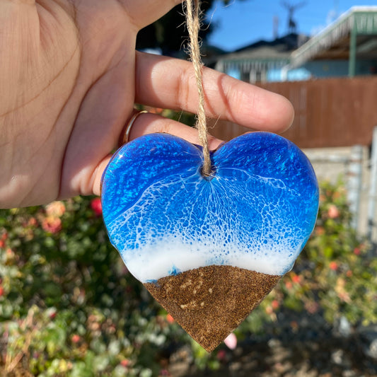 Beach Themed Heart Wooden Ornament