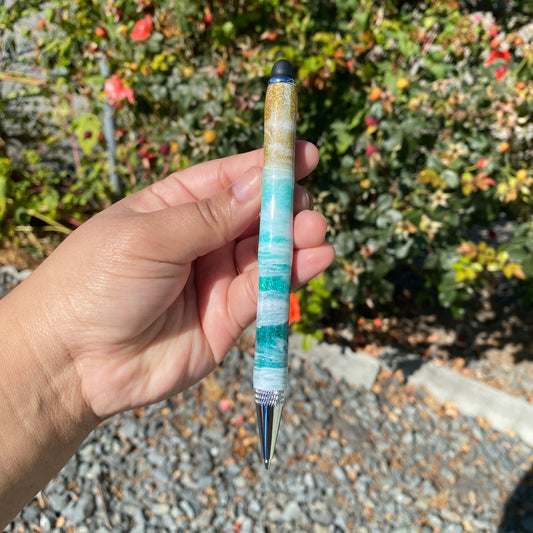 Beach Themed Resin Pen with Stylus