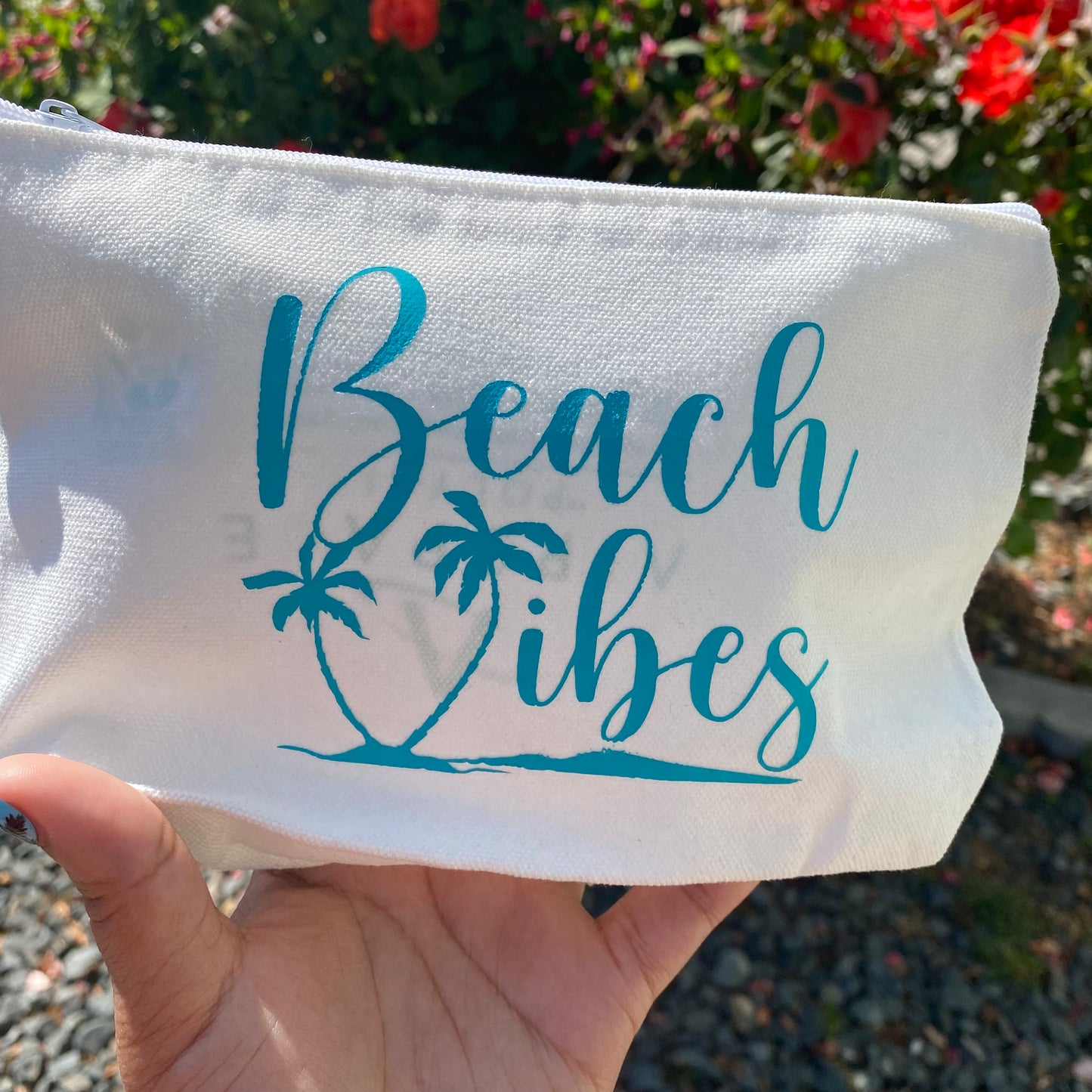 Beach Themed Canvas Cosmetic Bag