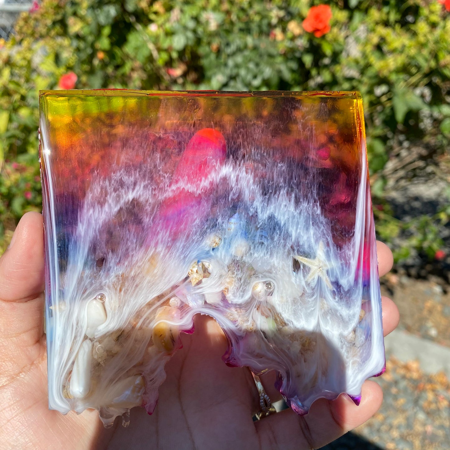 Set of 4 Sunset themed Geode Coasters