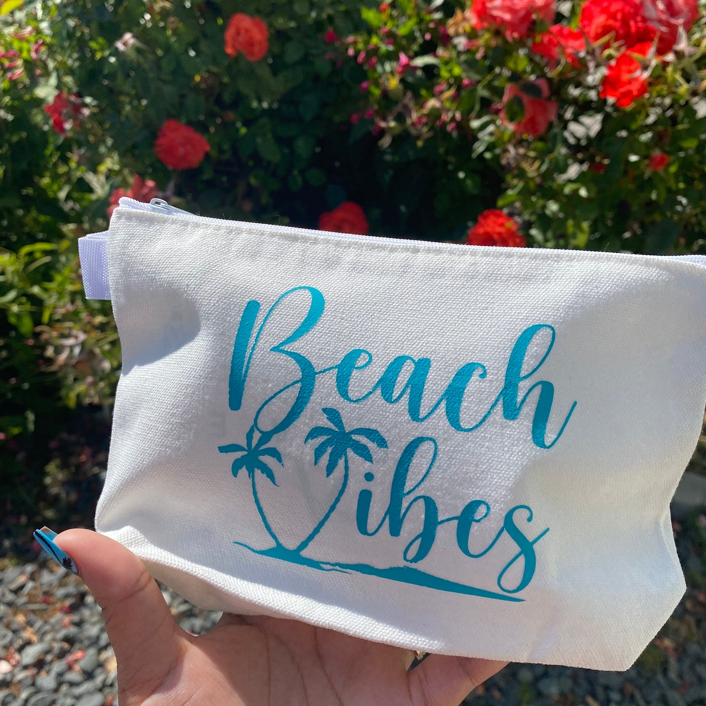 Beach Themed Canvas Cosmetic Bag