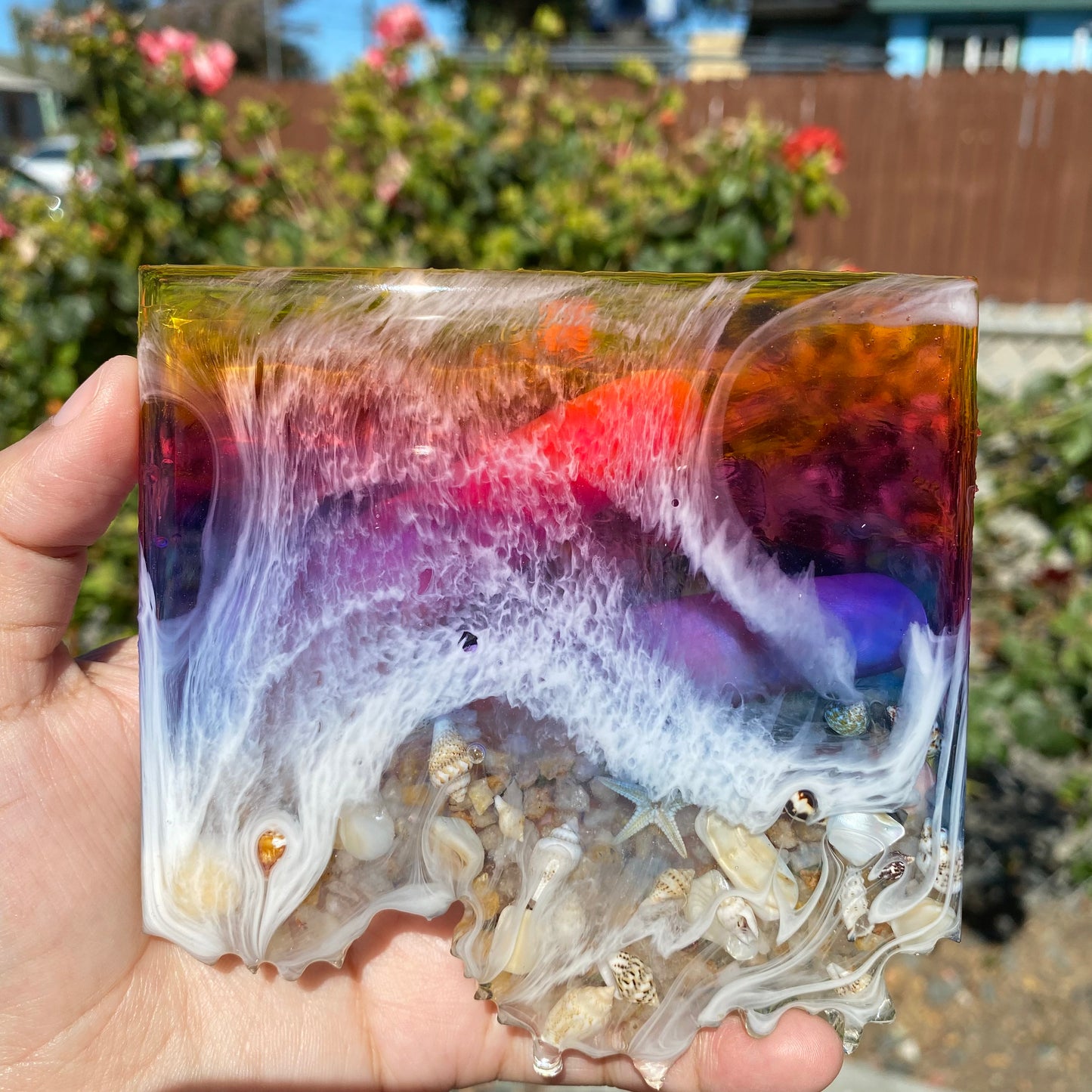 Set of 4 Sunset themed Geode Coasters