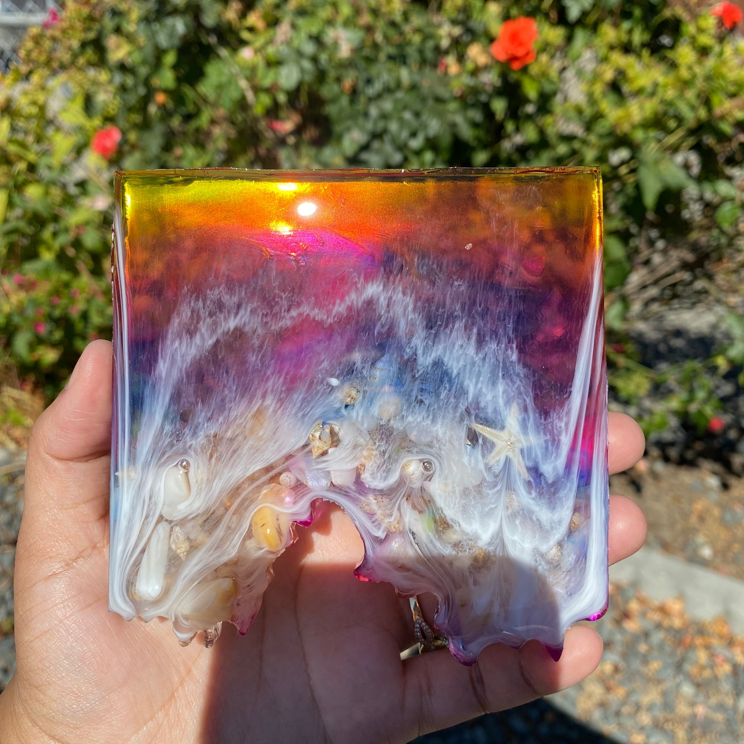 Set of 4 Sunset themed Geode Coasters