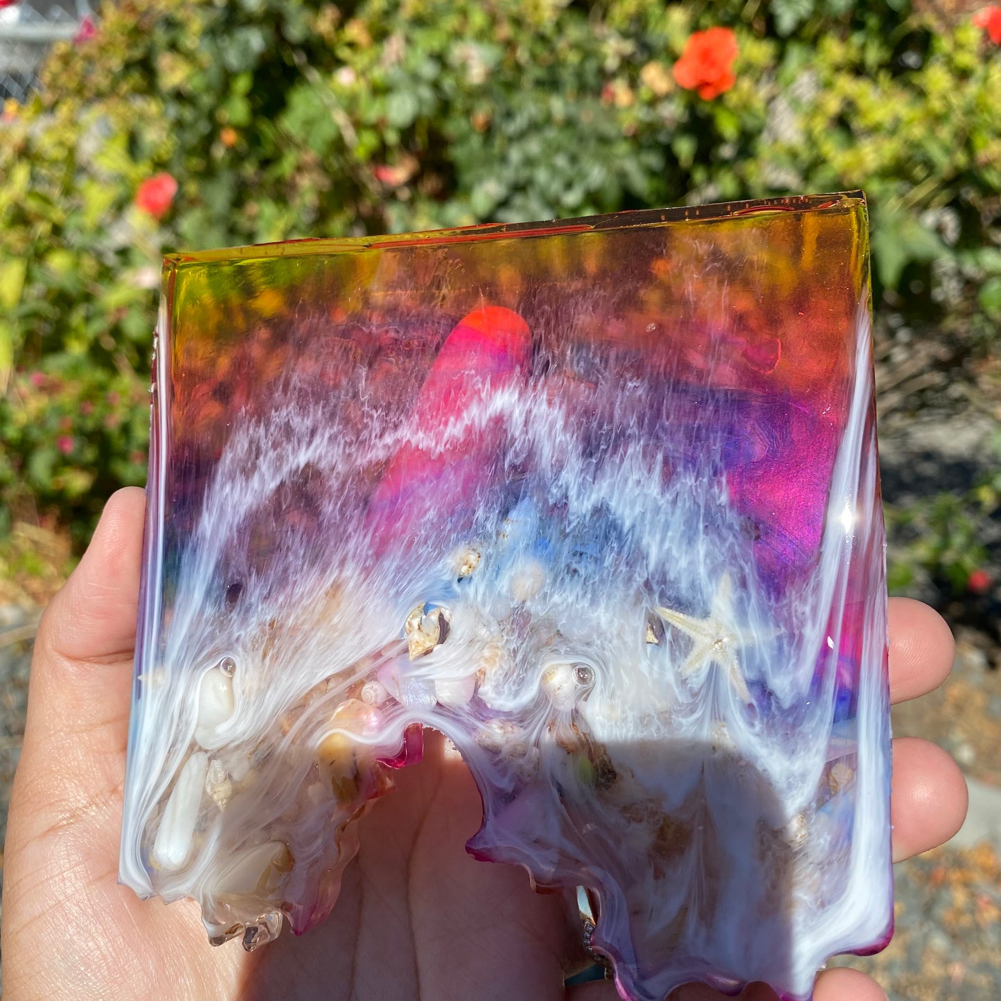 Set of 4 Sunset themed Geode Coasters