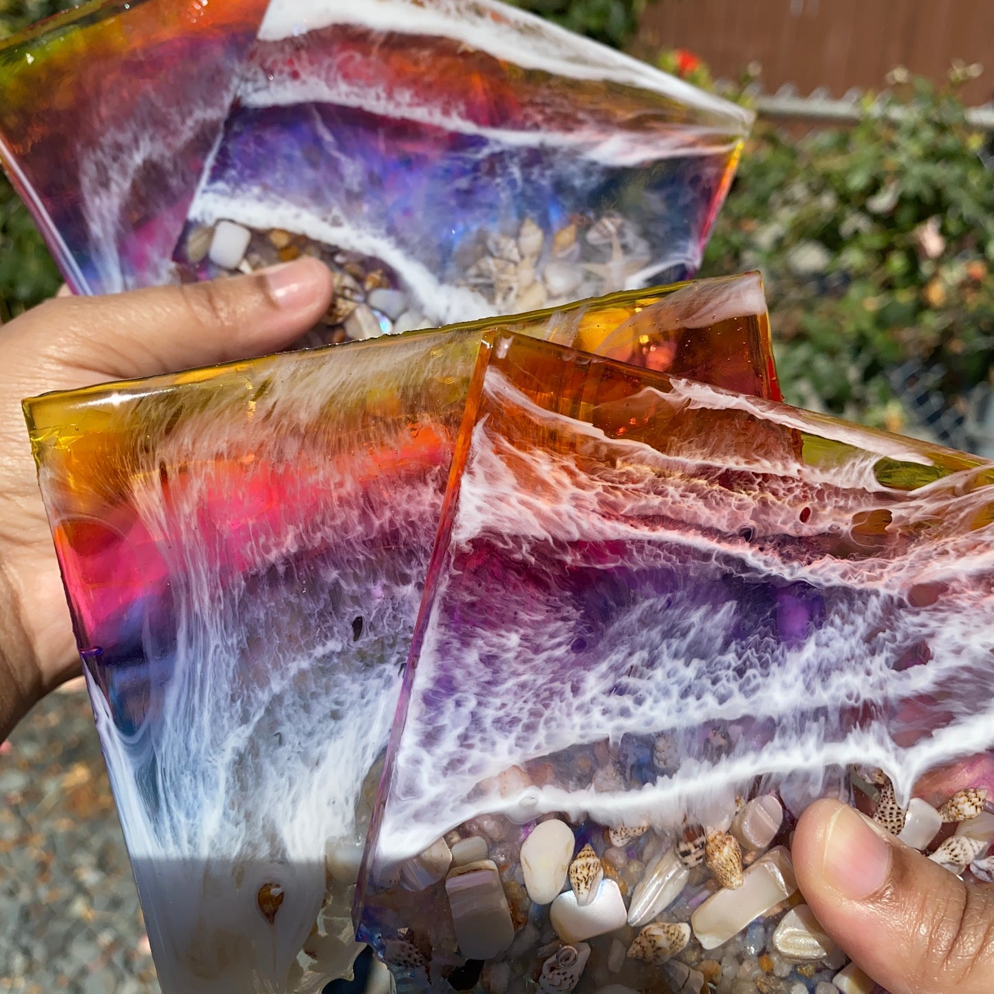 Set of 4 Sunset themed Geode Coasters
