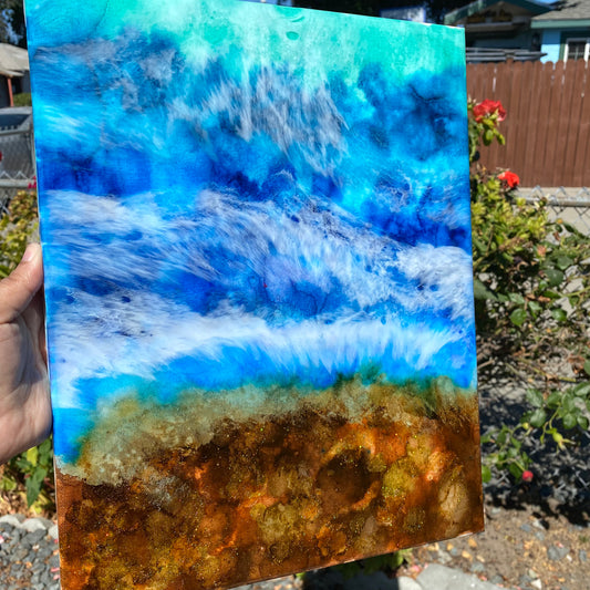 Beach themed Alcohol Ink Wall Art