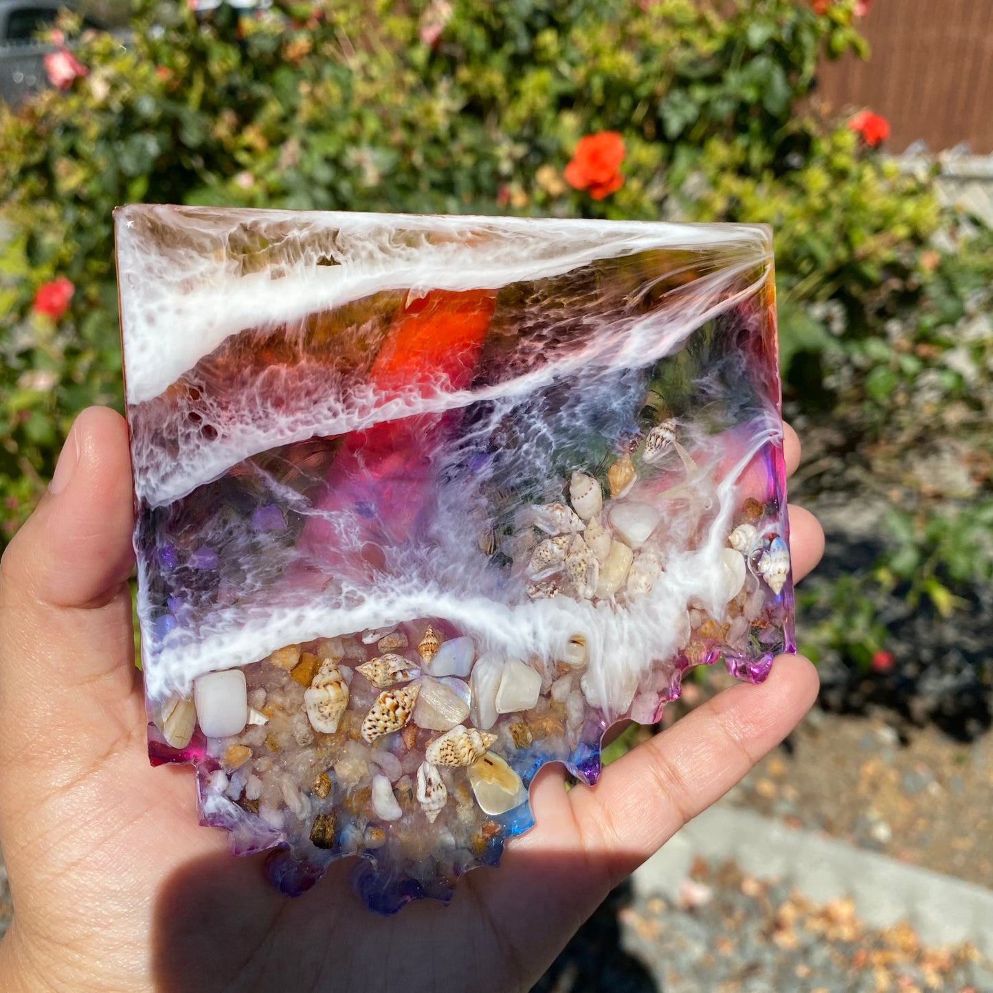 Set of 4 Sunset themed Geode Coasters