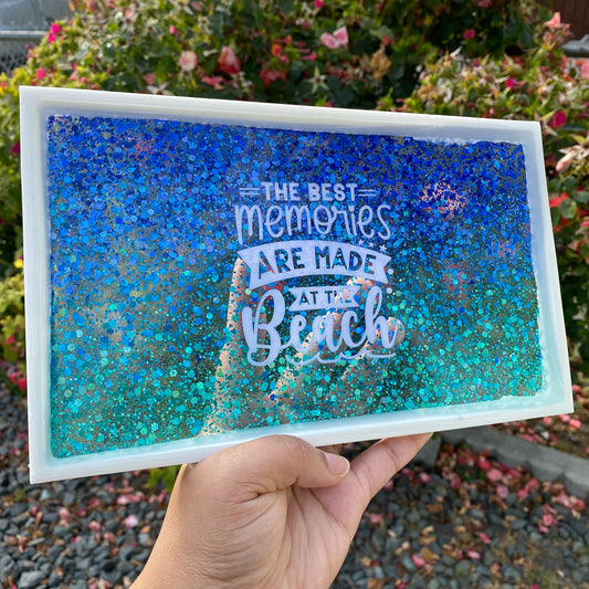Beach Themed Glittery Tray