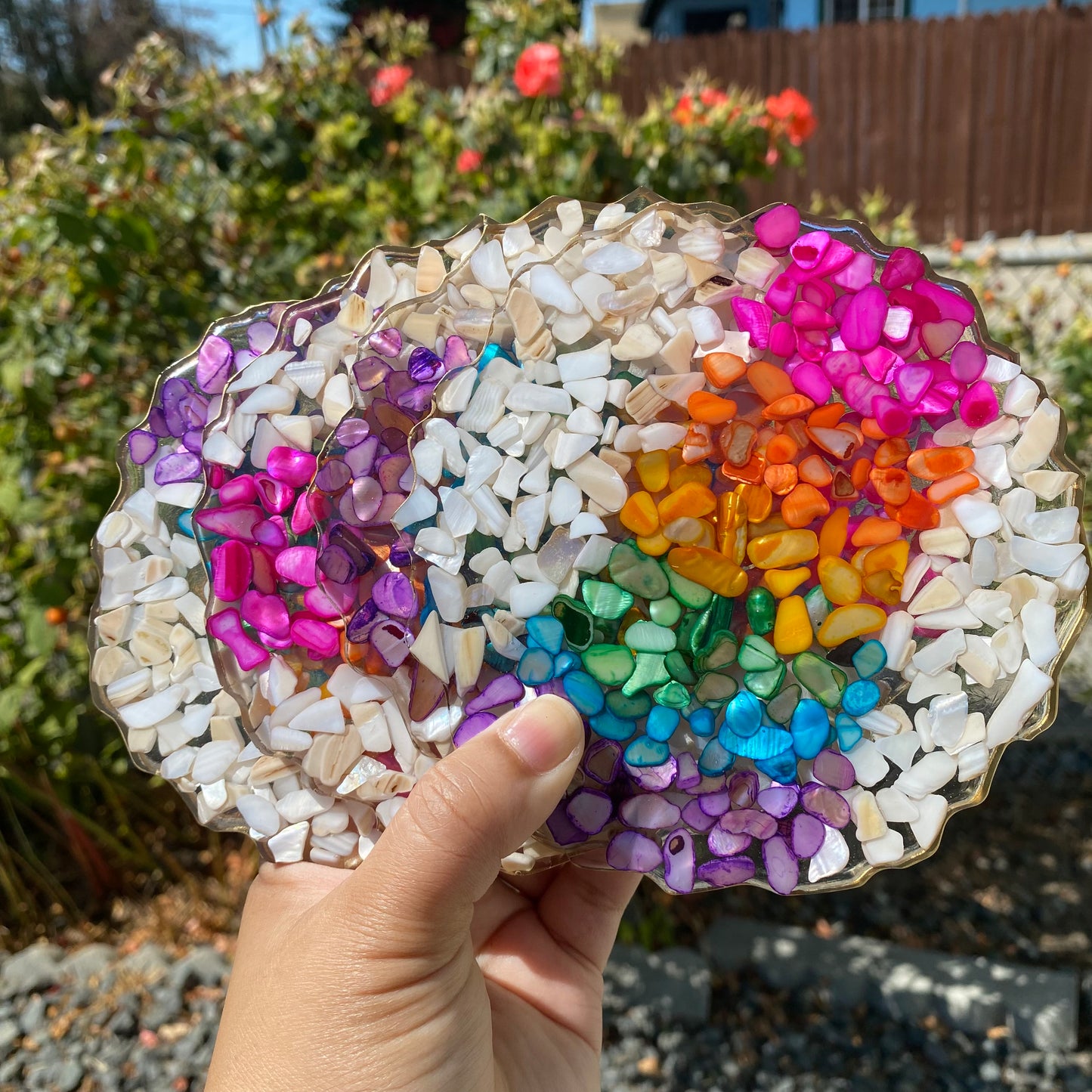 Set of 4 Mother of Pearl Geode Coasters Collection