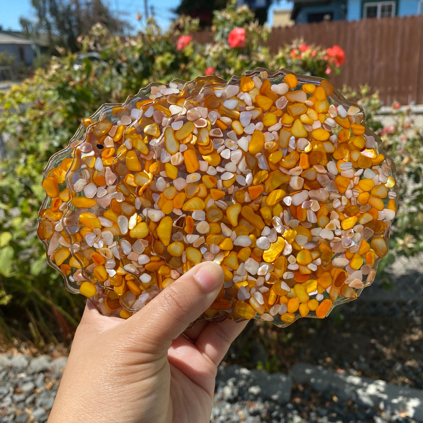 Set of 4 Mother of Pearl Geode Coasters Collection