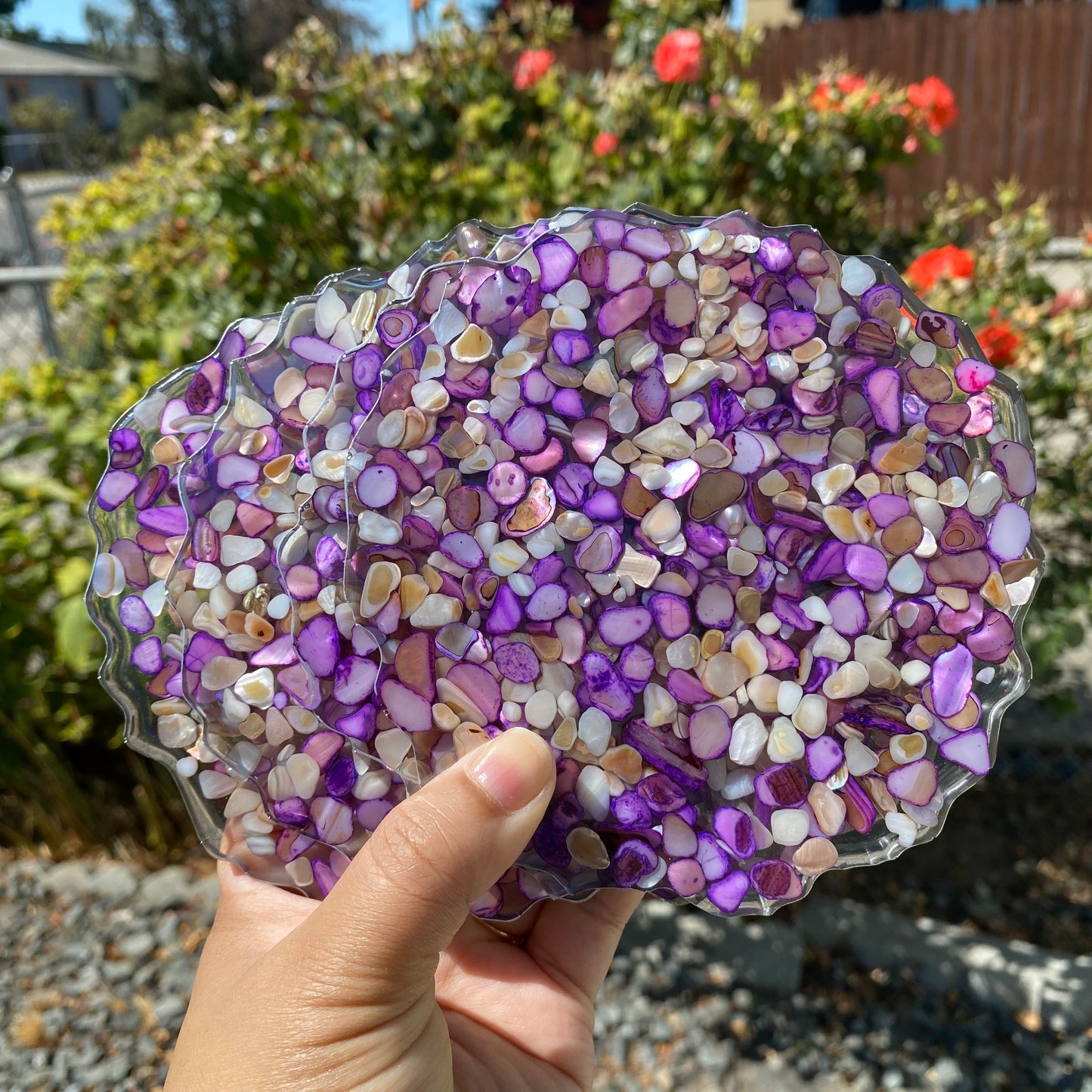 Set of 4 Mother of Pearl Geode Coasters Collection