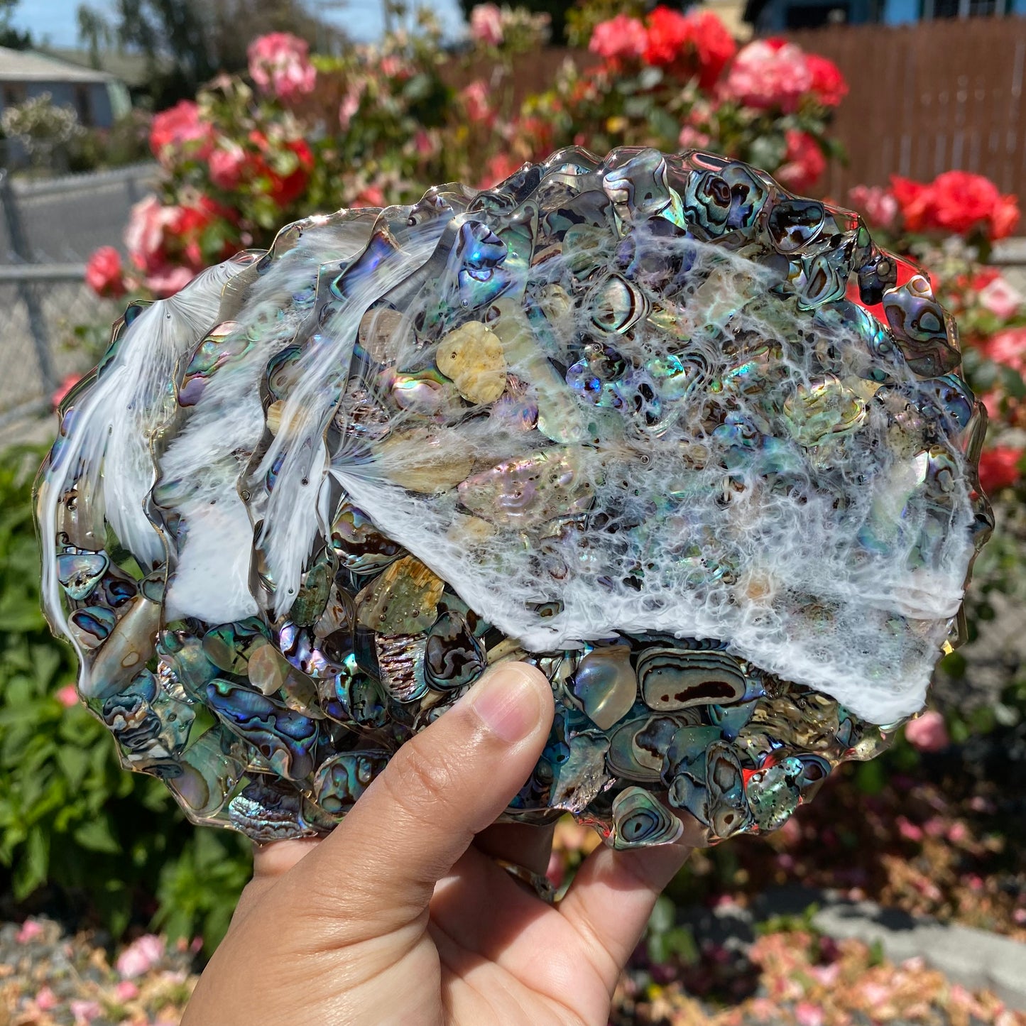 Set of 4 Mother of Pearl Geode Coasters Collection