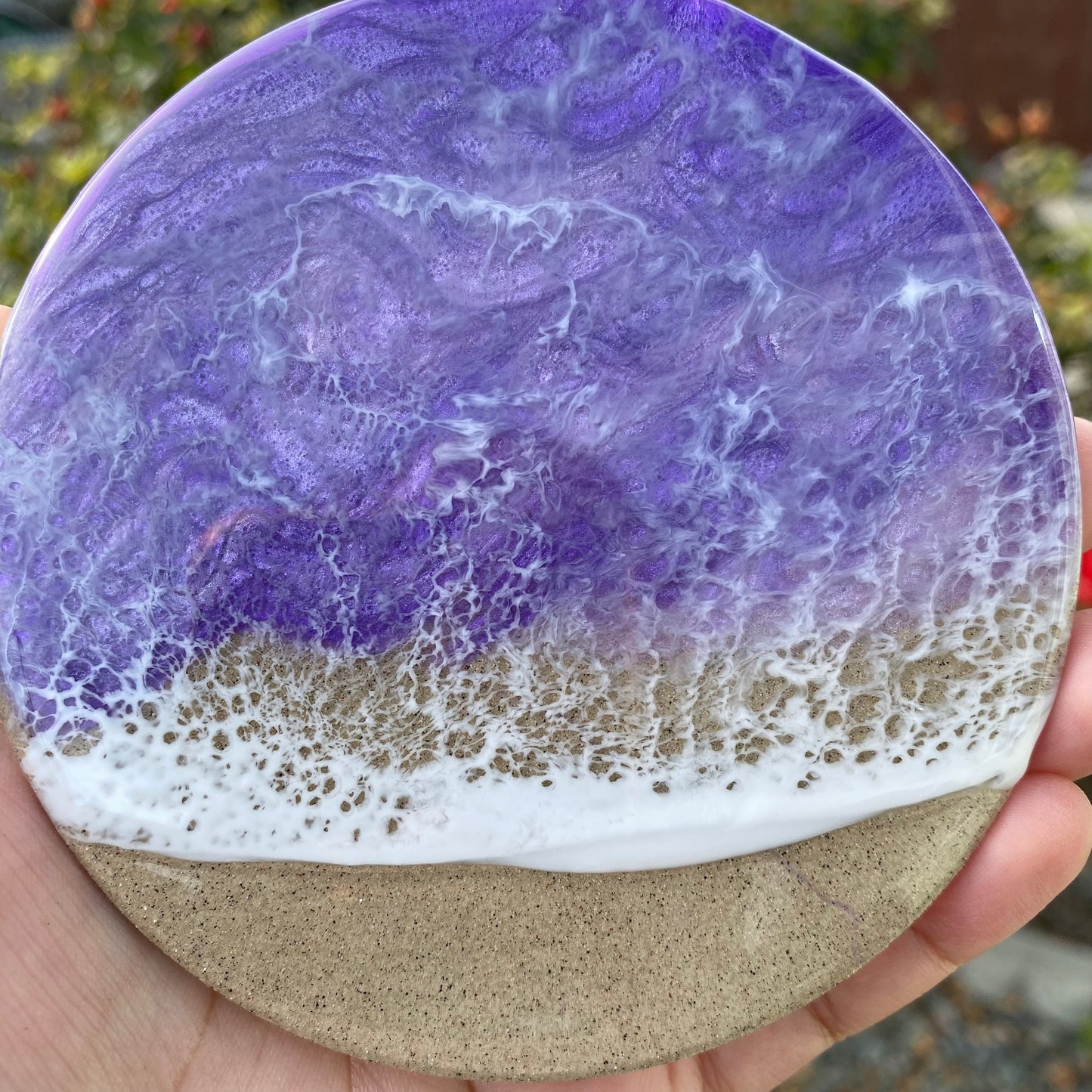 Set of 4 Purple Round Ceramic Coasters