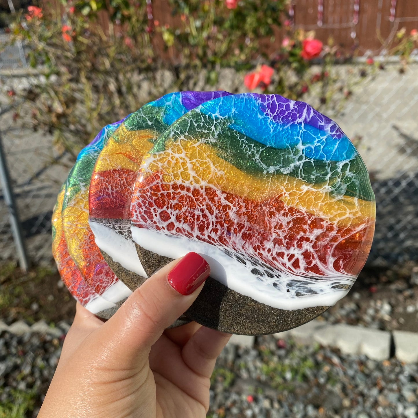 Set of 4 Rainbow Round Coasters