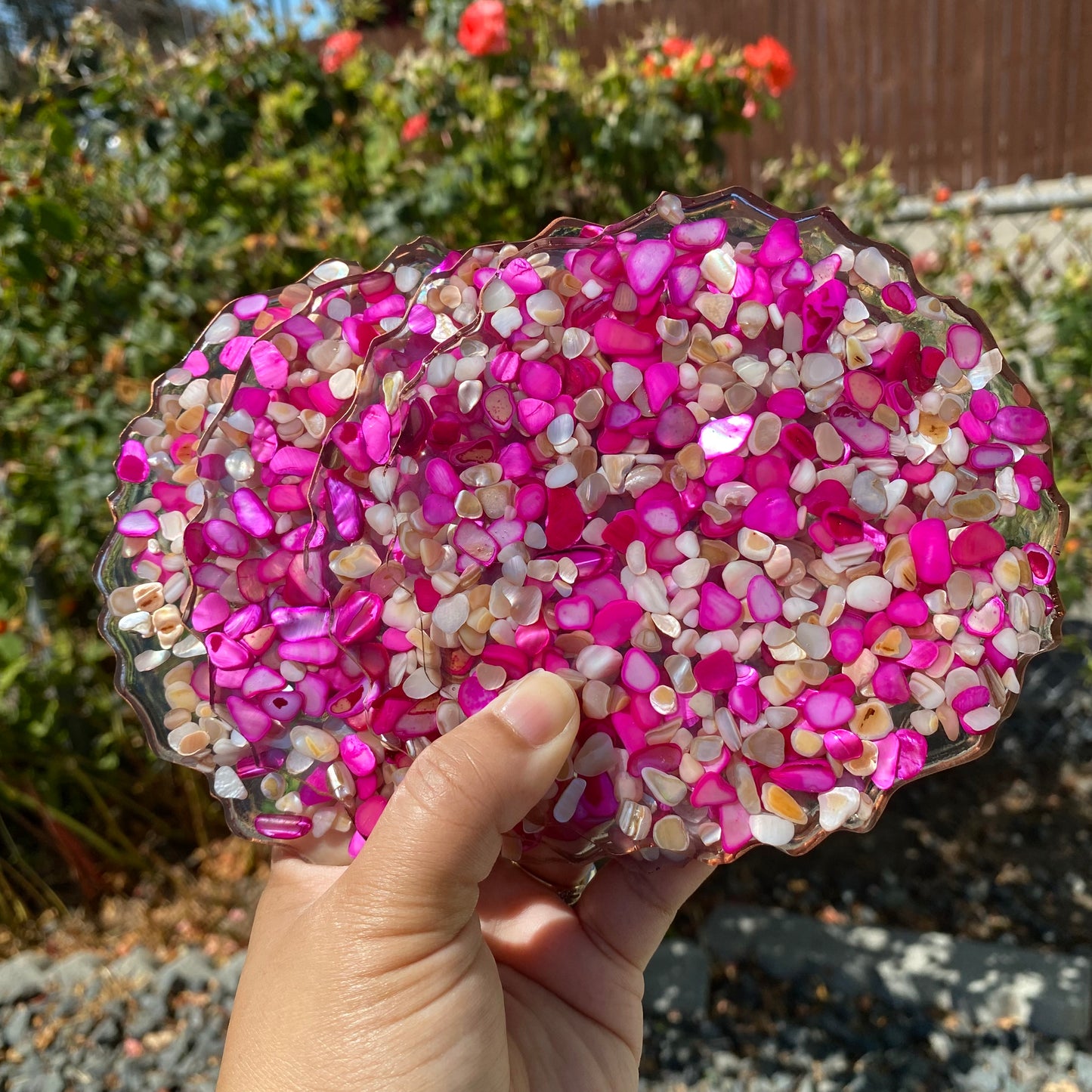 Set of 4 Mother of Pearl Geode Coasters Collection