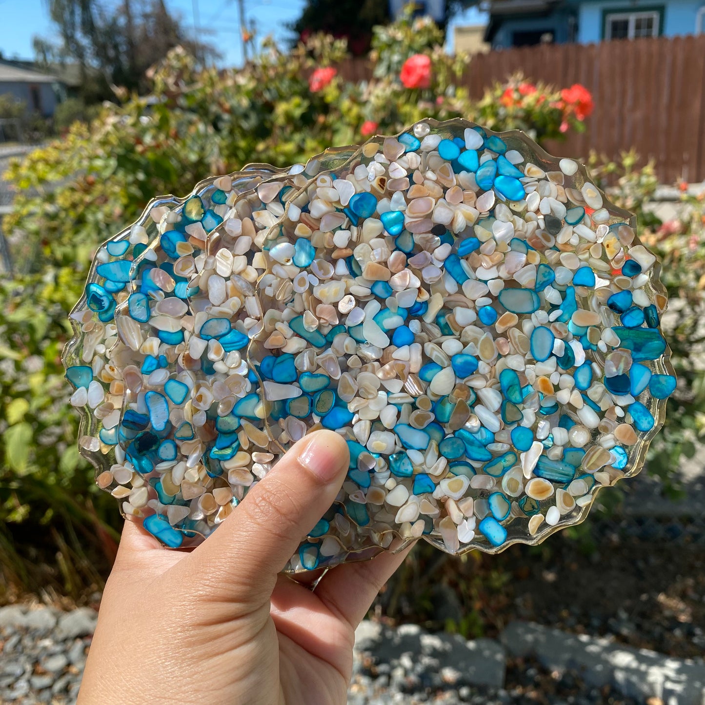 Set of 4 Mother of Pearl Geode Coasters Collection