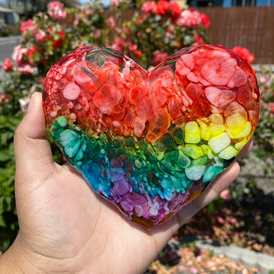 Set of 4 Rainbow Heart Crystal Edge Coasters