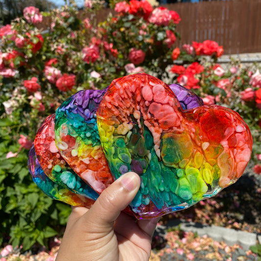 Set of 4 Rainbow Heart Crystal Edge Coasters