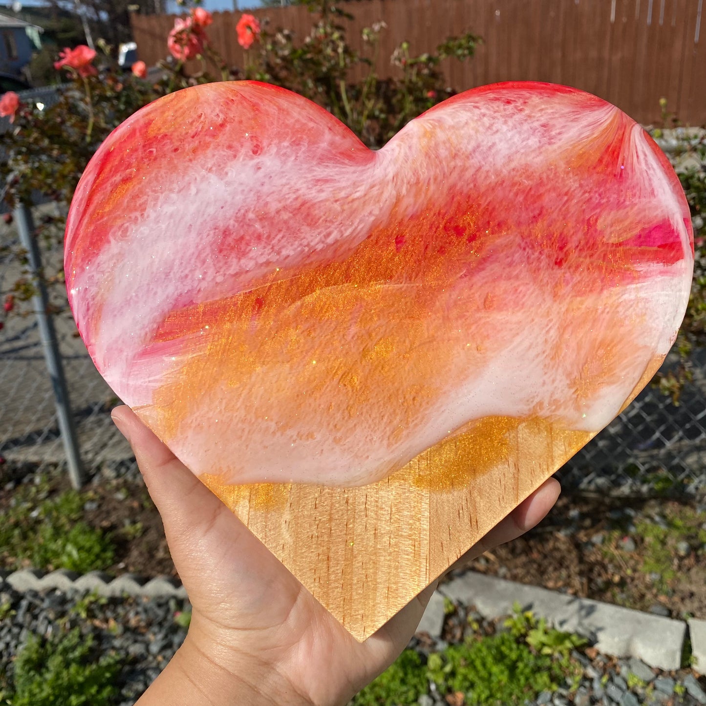 Wooden Heart Shaped Resin Art