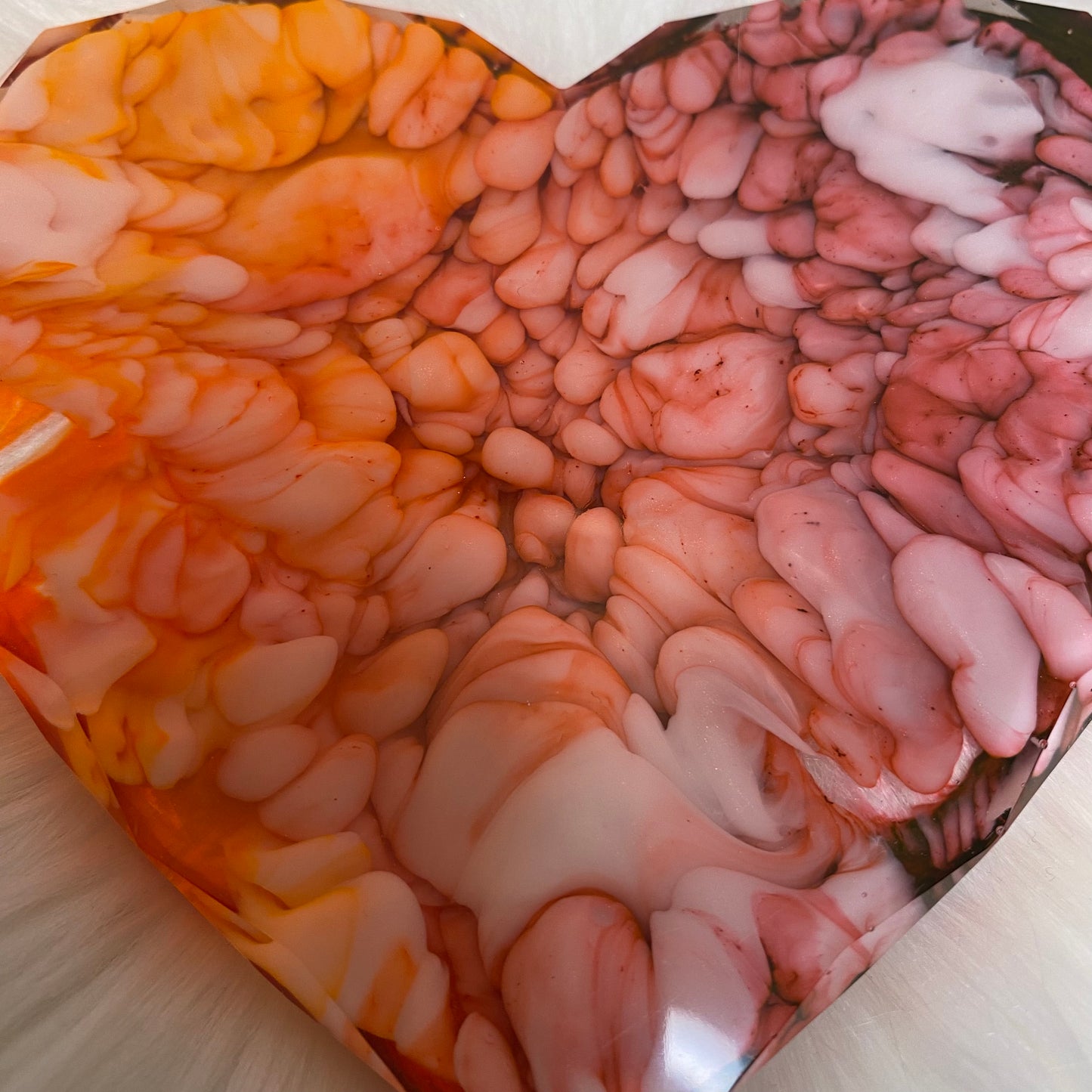 Set of 4 Valentine’s Day Alcohol Ink Resin Heart Coasters