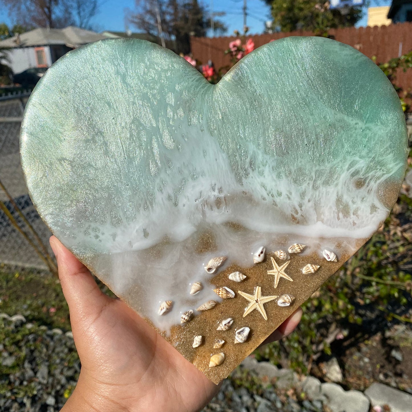 Wooden Heart Shaped Resin Art