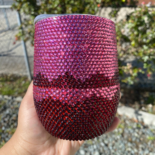 Red and Pink Rhinestone Stainless Steel Wine 12 oz Wine Tumbler