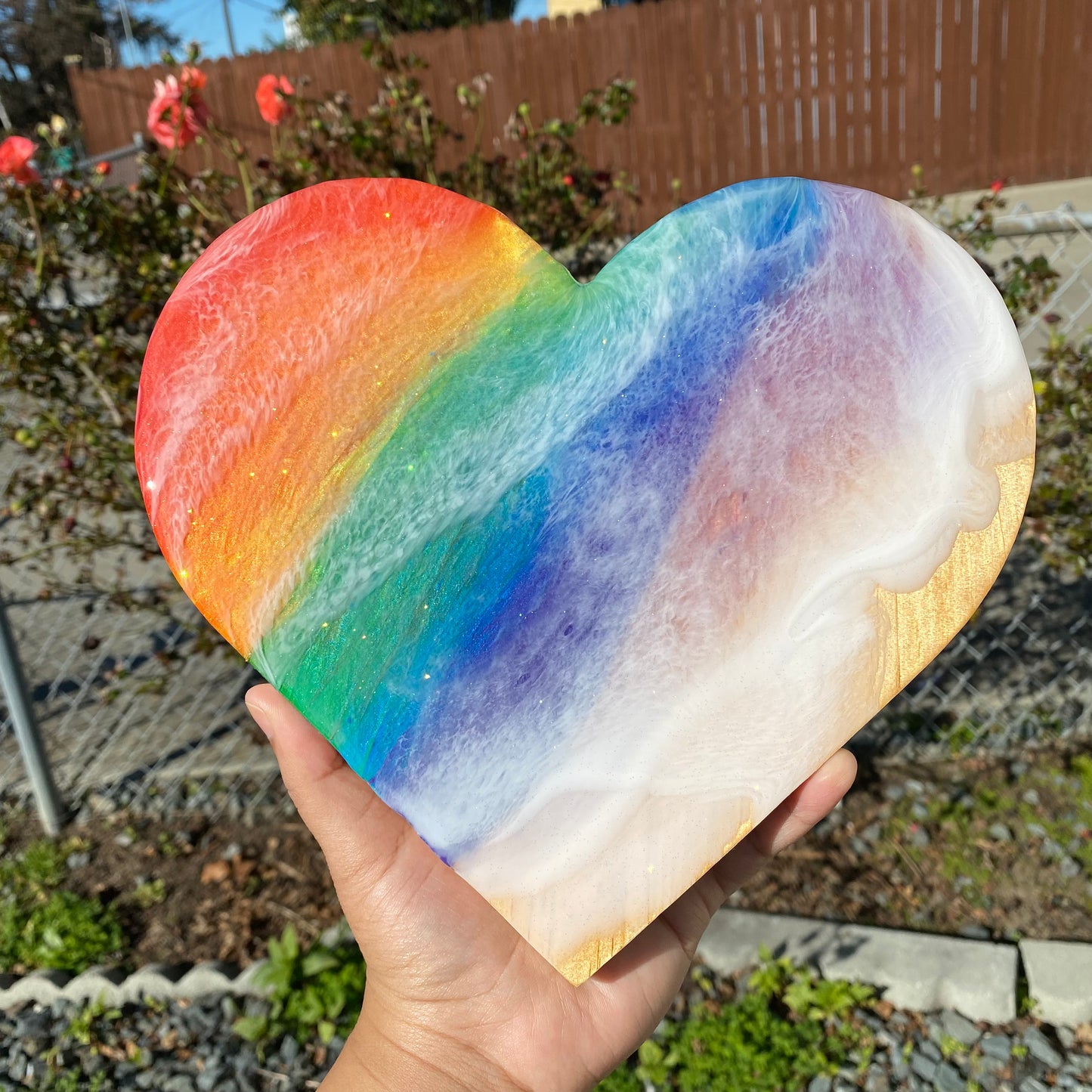 Wooden Heart Shaped Resin Art