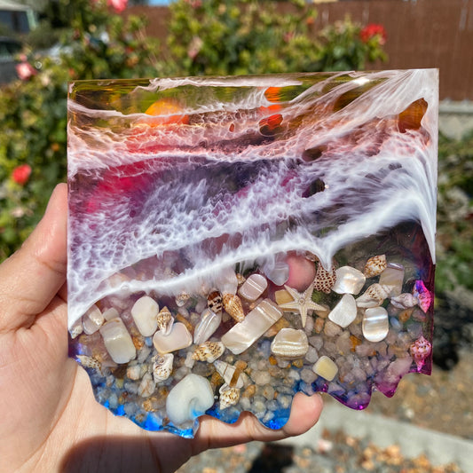 Set of 4 Sunset themed Geode Coasters