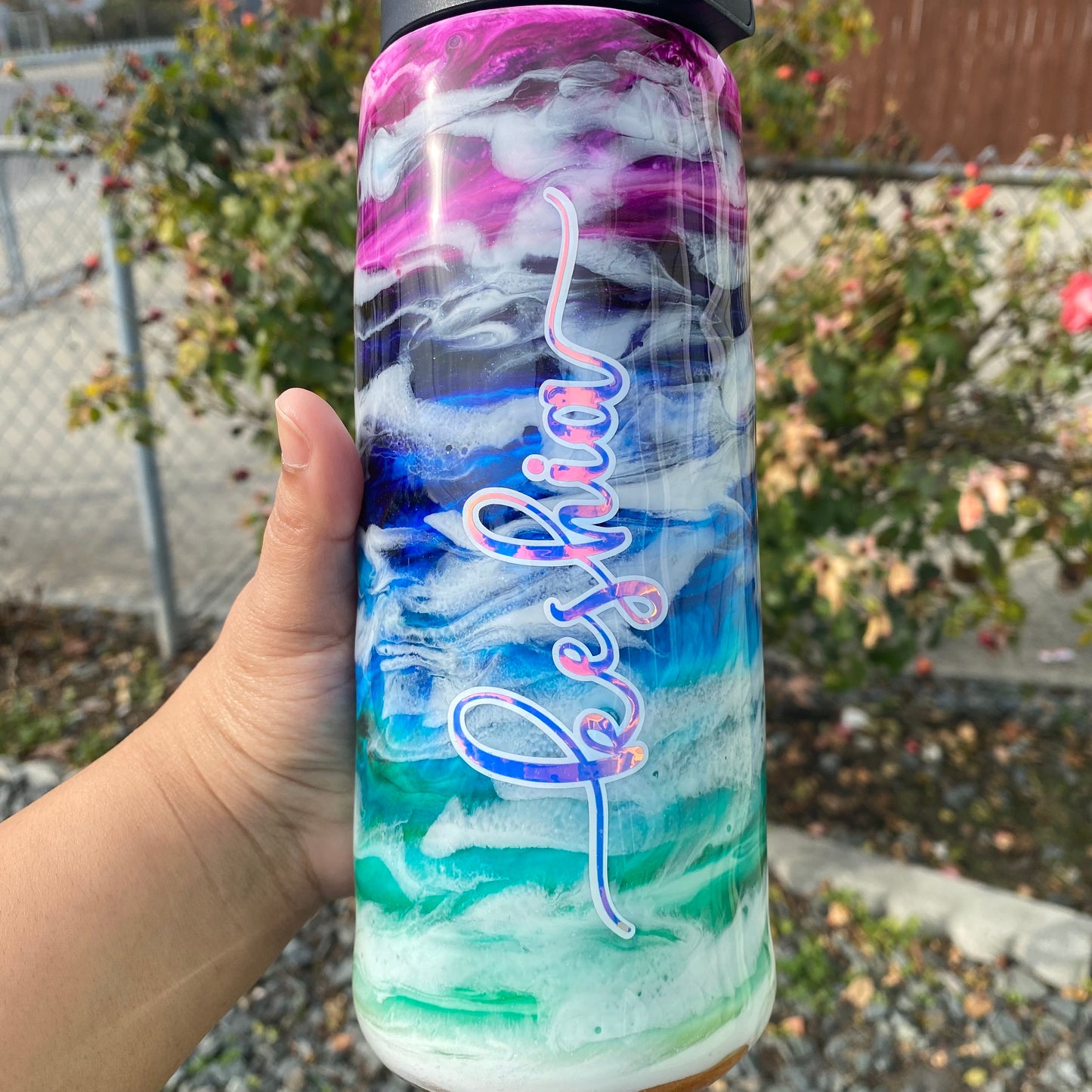 25 oz Personalized Alcohol Ink Resin Water Bottle