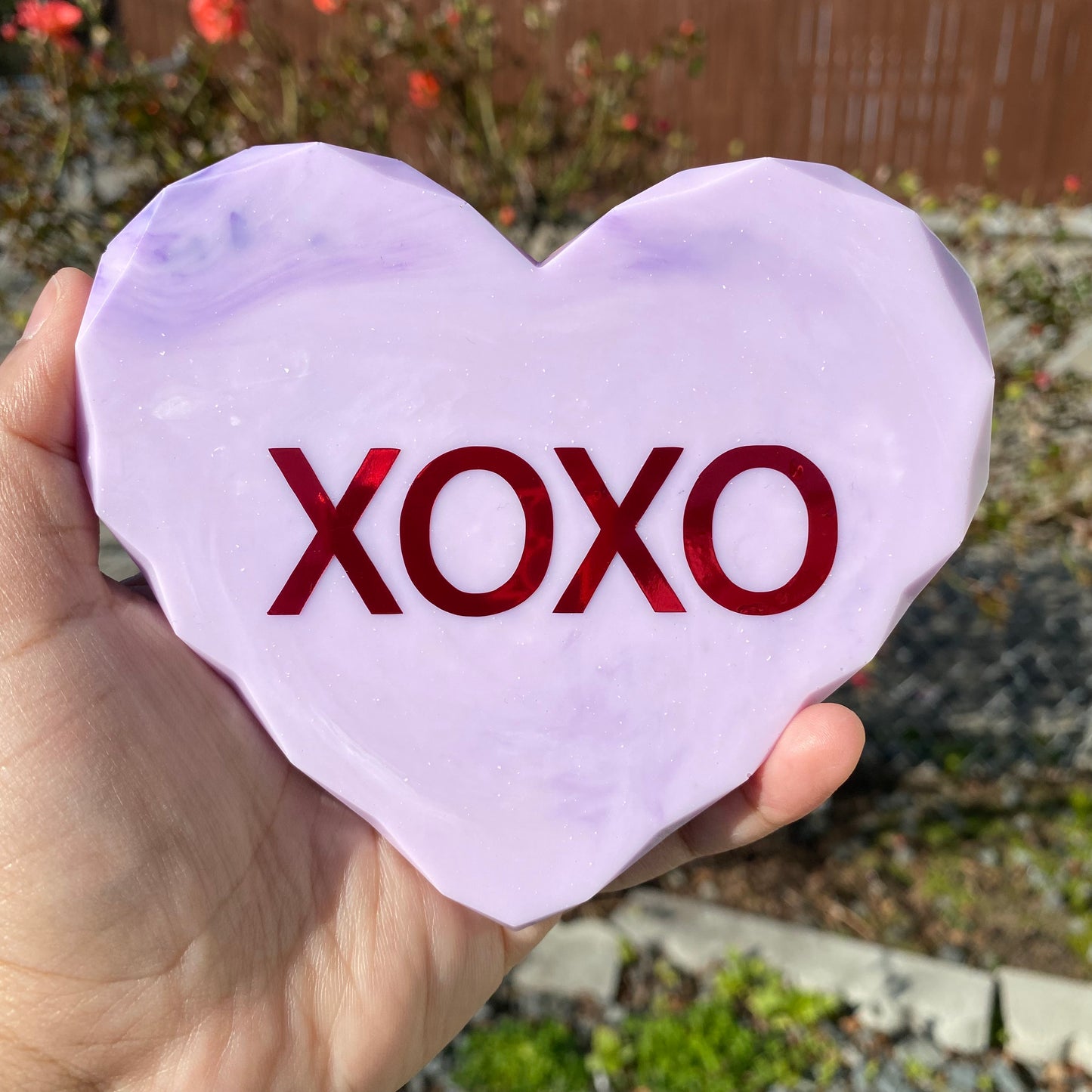 Sweetheart inspired resin heart with crystal edges coaster