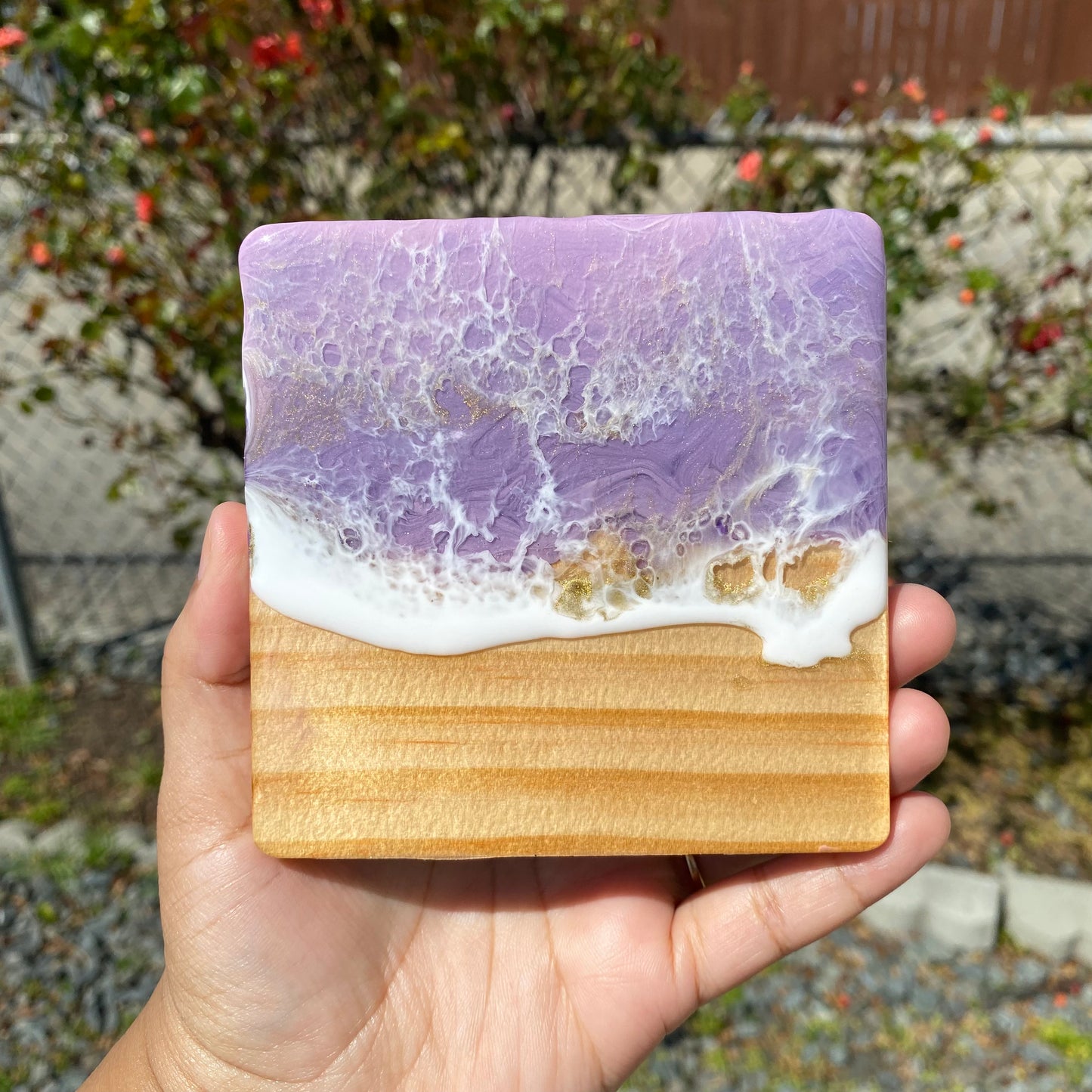 Set of 4 Purple Square Wooden Coasters