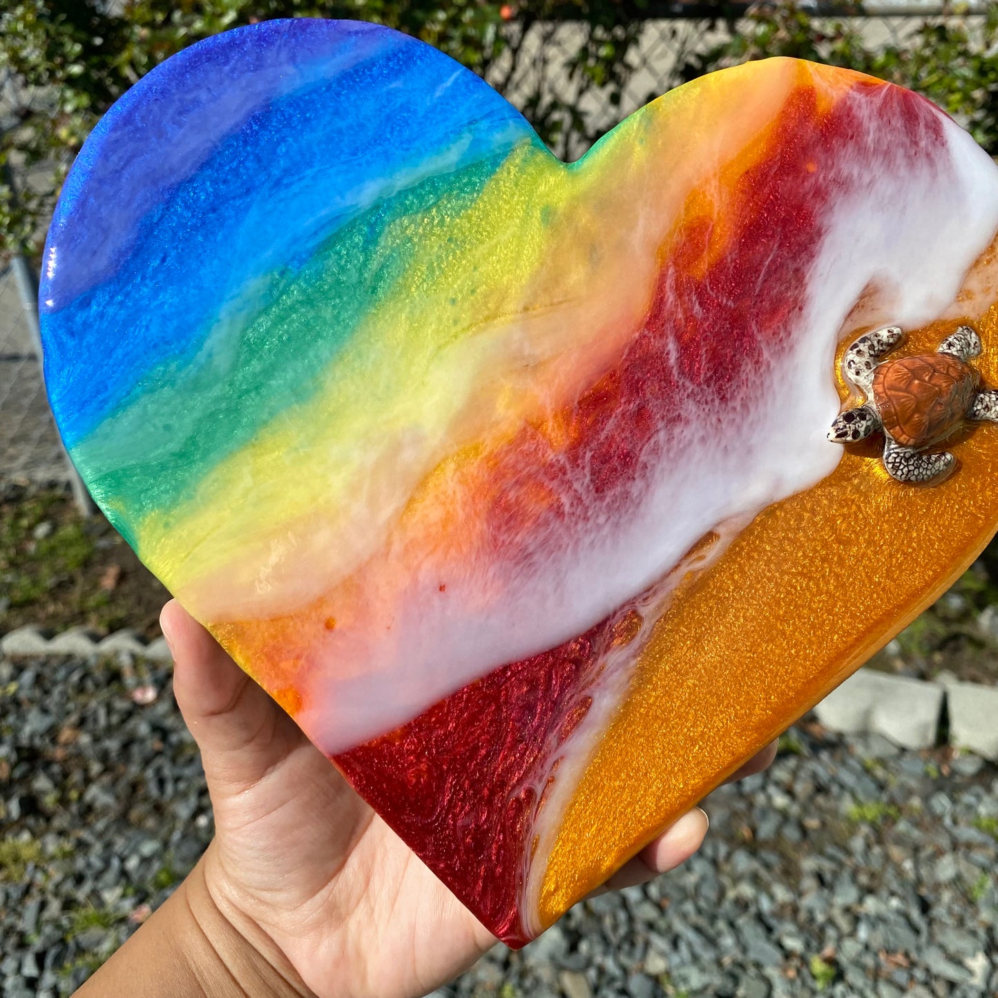 Wooden Heart Shaped Resin Art