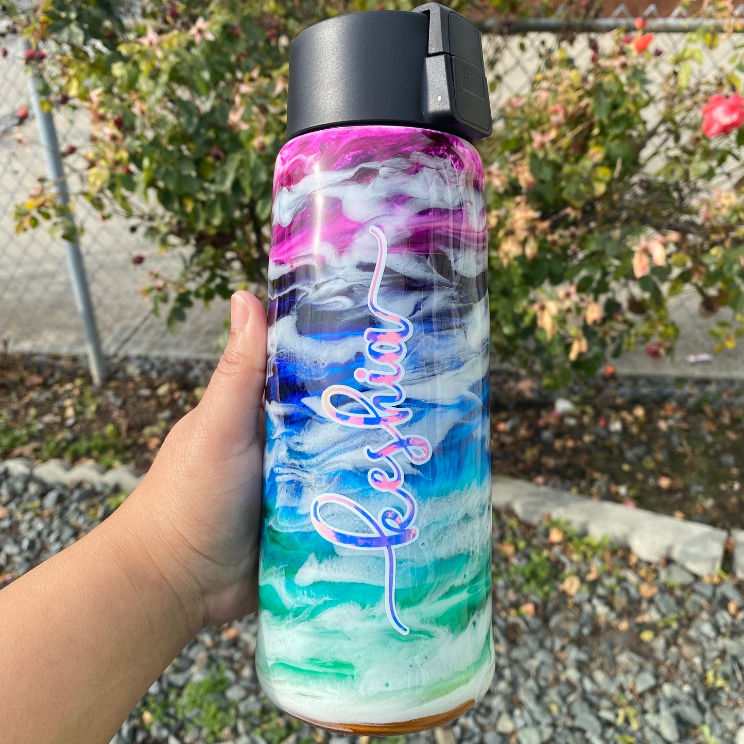 25 oz Personalized Alcohol Ink Resin Water Bottle