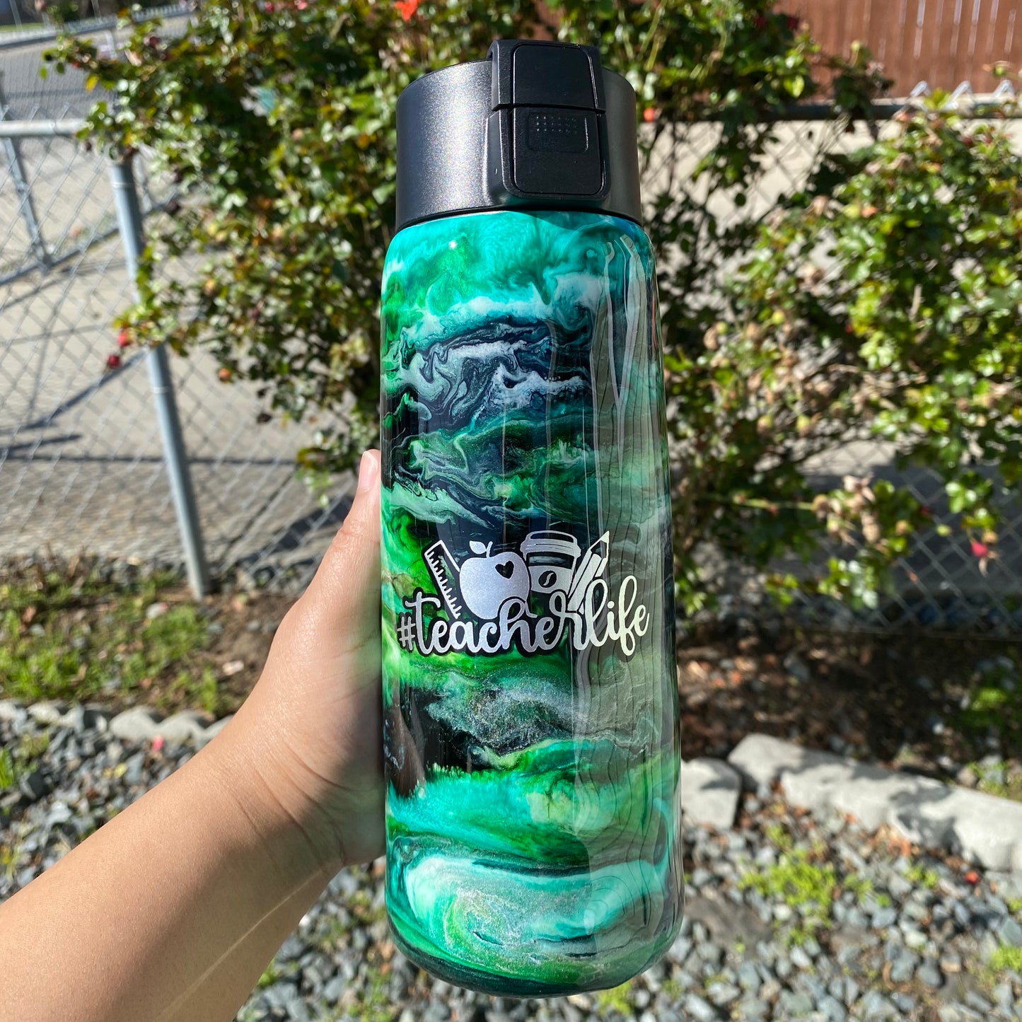 25 oz Personalized Alcohol Ink Resin Water Bottle