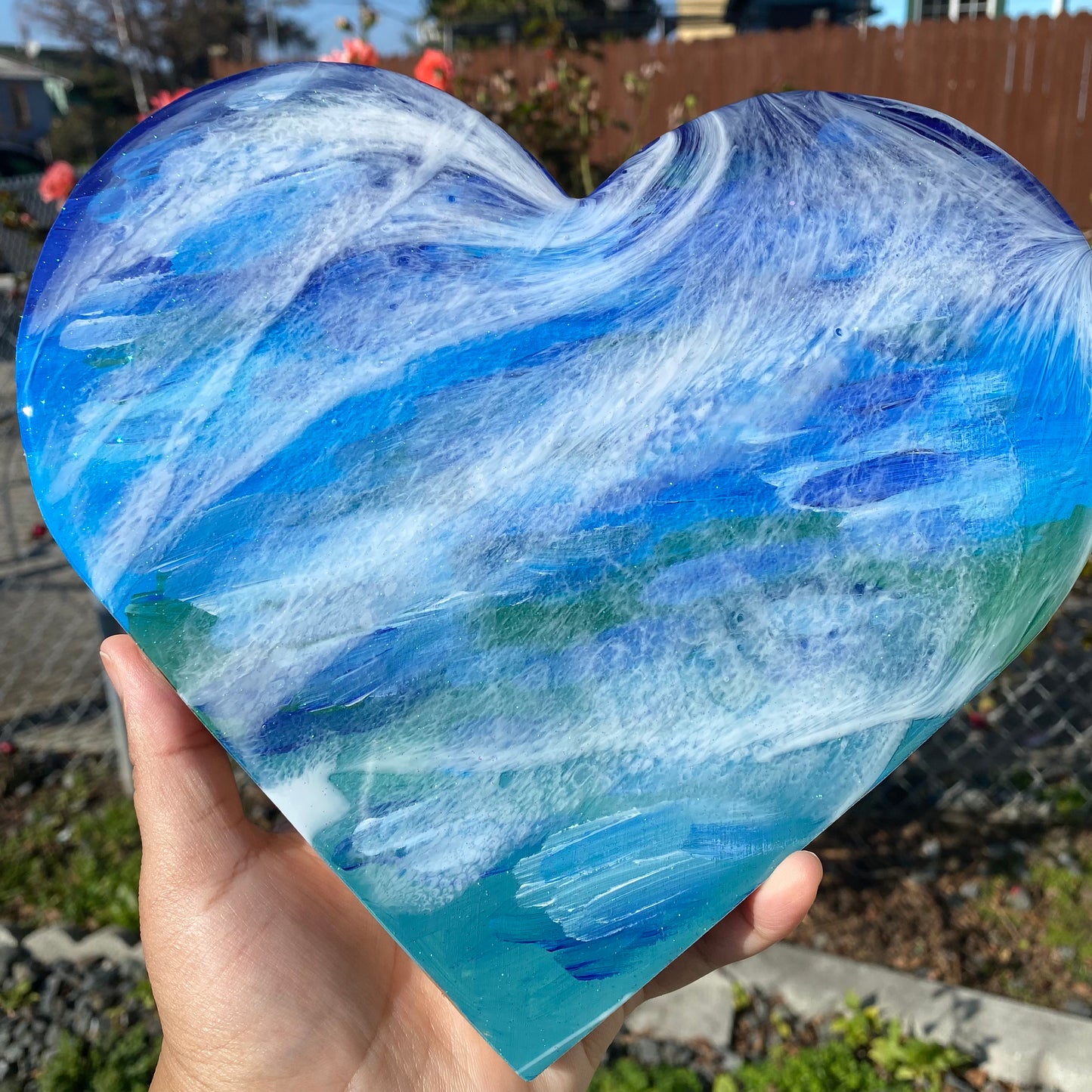 Wooden Heart Shaped Resin Art