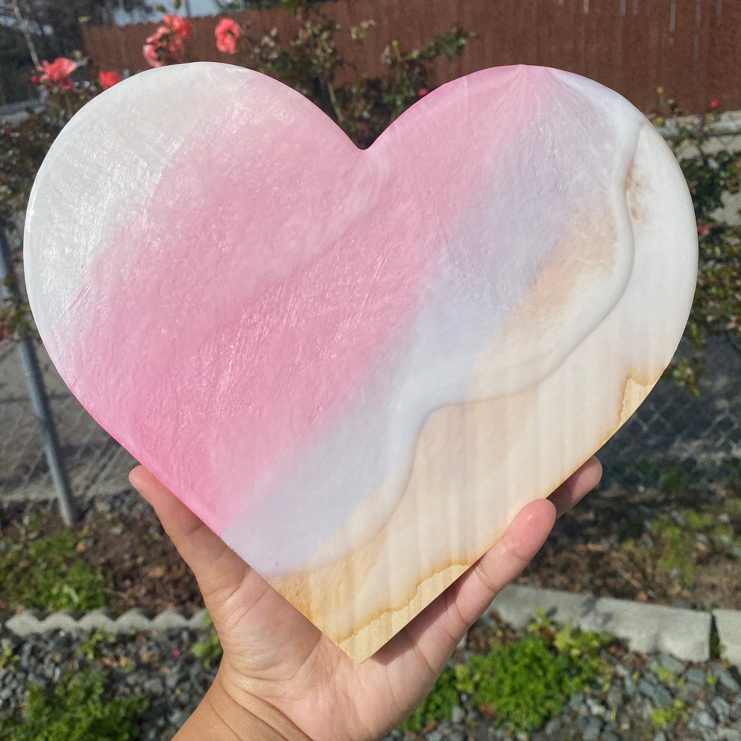 Wooden Heart Shaped Resin Art