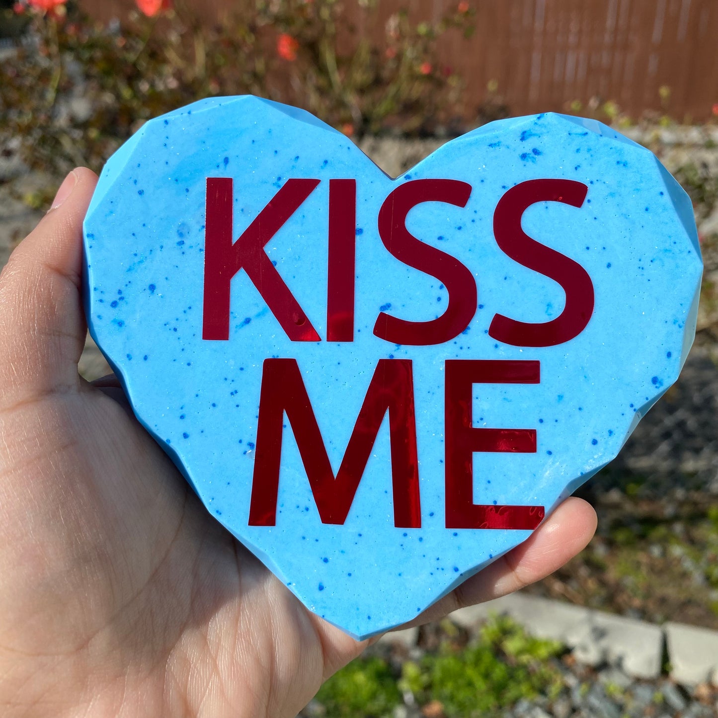 Sweetheart inspired resin heart with crystal edges coaster