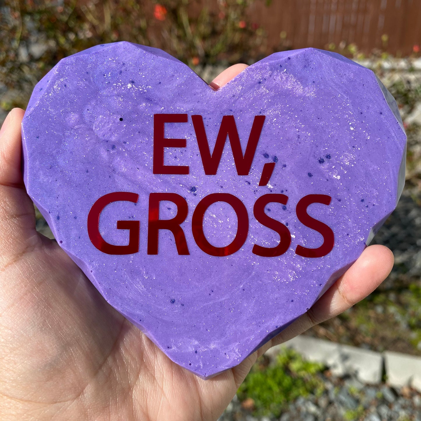 Sweetheart inspired resin heart with crystal edges coaster