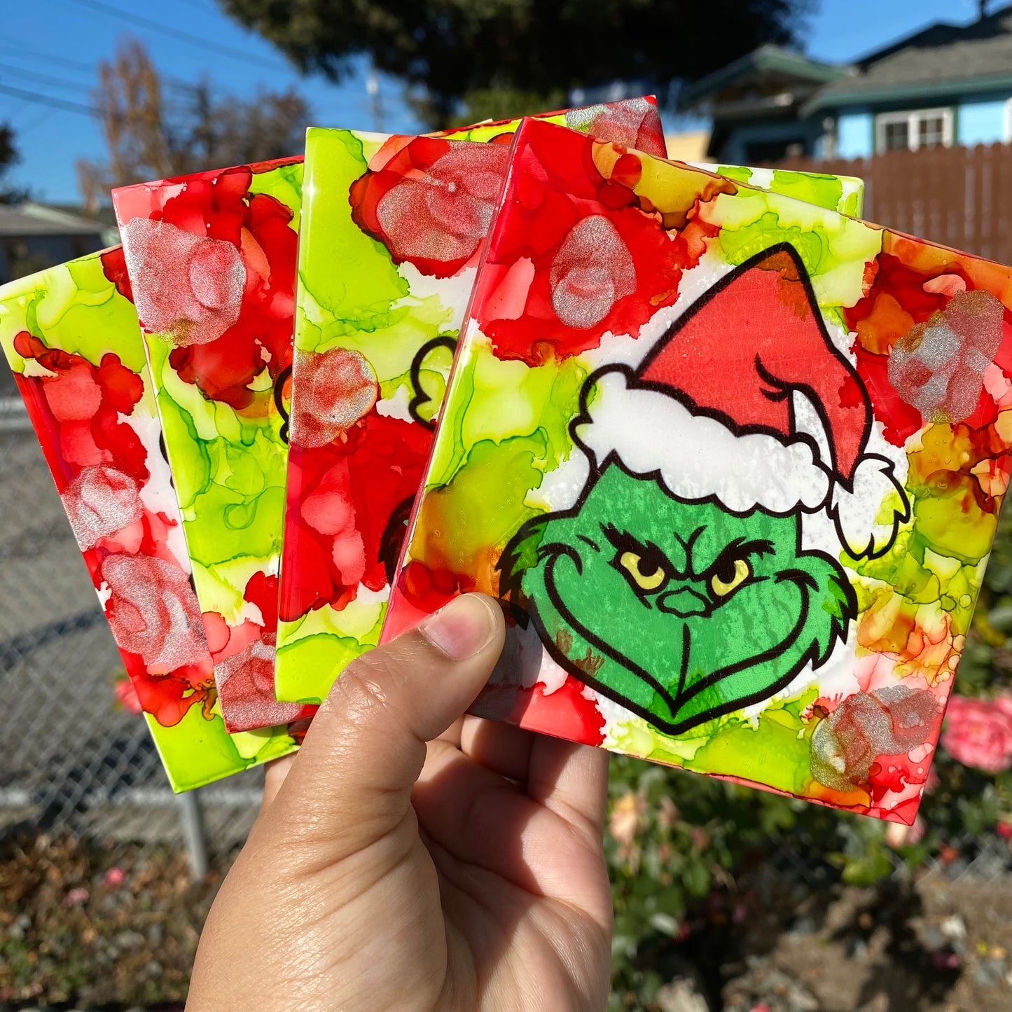 Set of 4 Grinch Ceramic Coasters