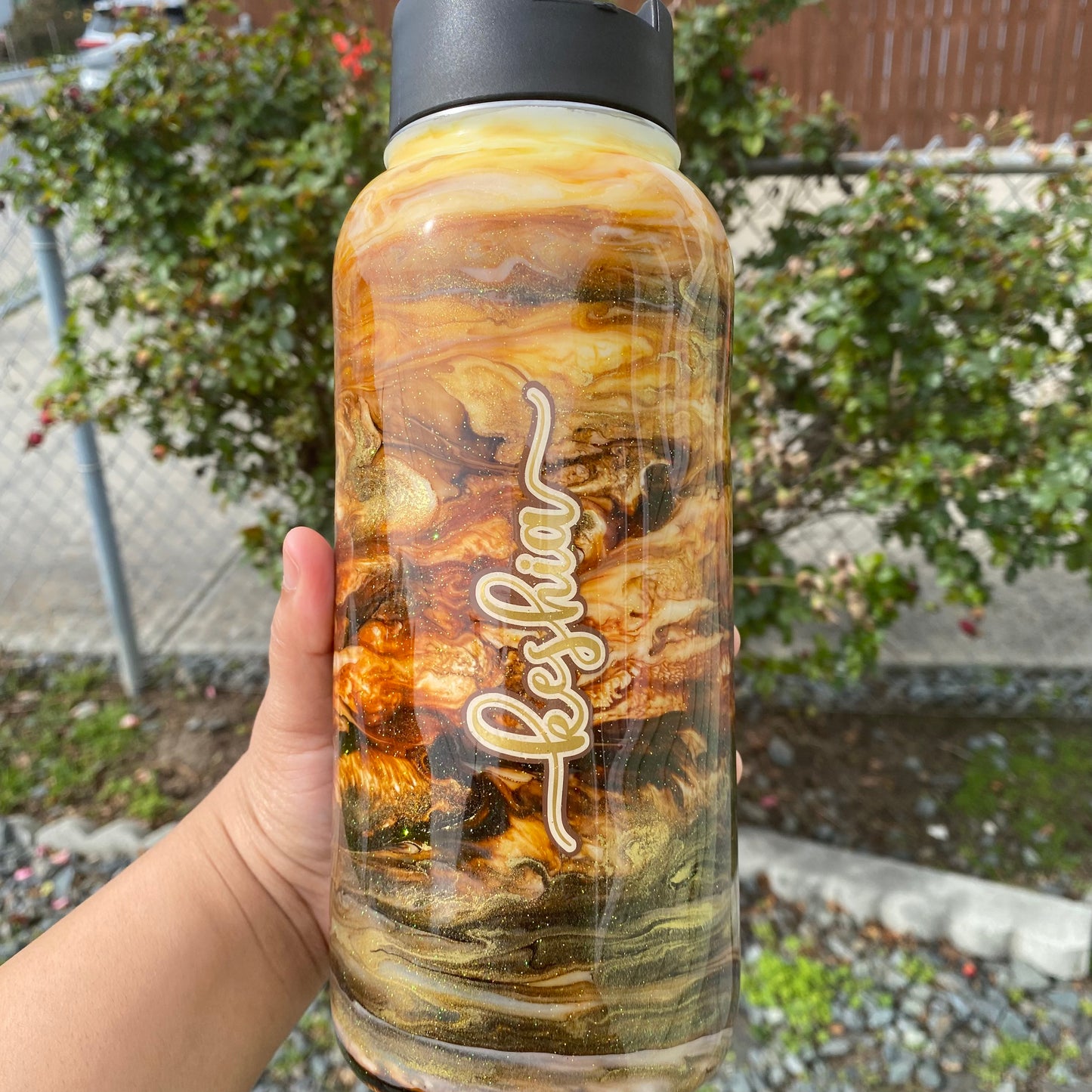 25 oz Personalized Alcohol Ink Resin Water Bottle