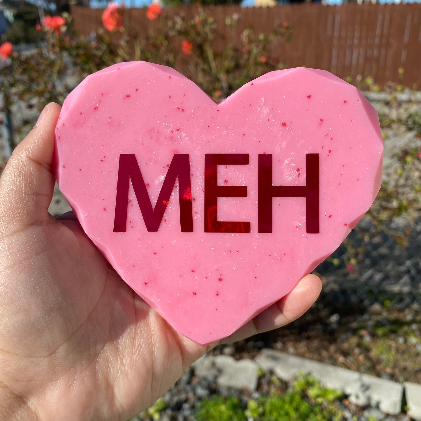 Sweetheart inspired resin heart with crystal edges coaster